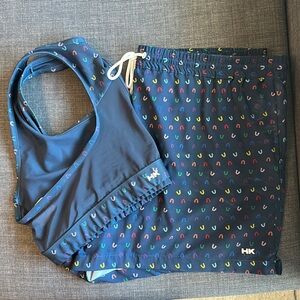 Humankind Swim Trunks and Top - Navy with Rainbow Design